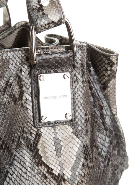 michael kors black shiny snakeskin pattern purse|Michael Kors snakeskin shoulder bag.